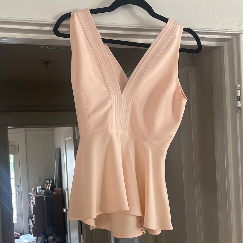 Chelsea28 Peach V-Neck Peplum Tank Top